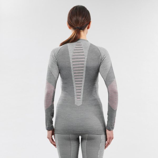 Wedze 900 X-Warm Women s Ski Base Layer Top - Merino Wool - Grey Pink Online now