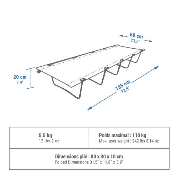 Basic Camping Bed 1-person 60cm Online Sale