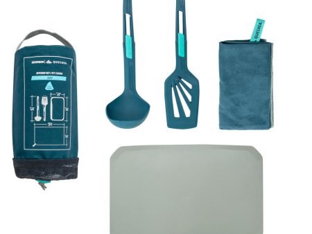 Camping Kitchen Set (Spatula, Ladle, Tea towel, Chopping board) - MH500 Online Sale