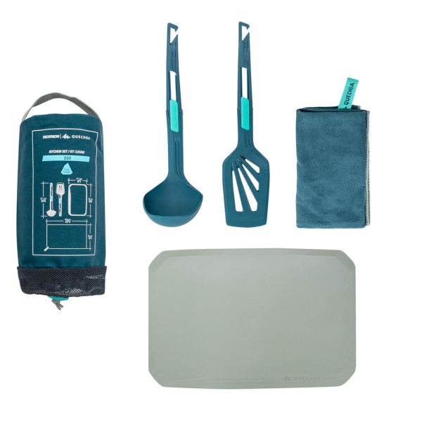 Camping Kitchen Set (Spatula, Ladle, Tea towel, Chopping board) - MH500 Online Sale