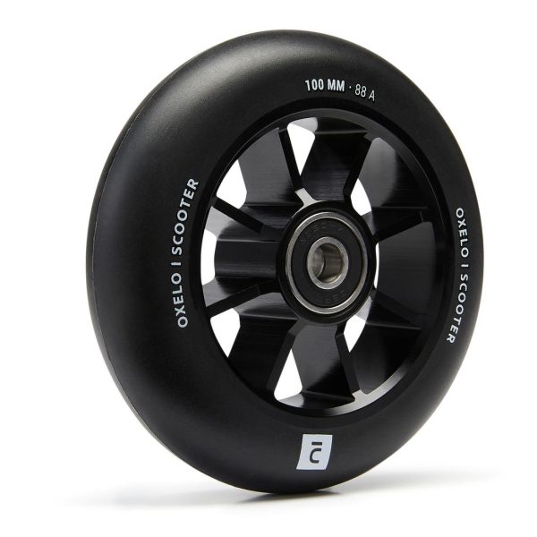 Aluminium PU85A Freestyle Scooter Wheel - Black Frame & Rubber 100mm Online Sale