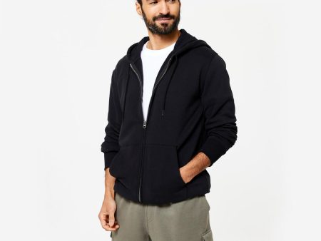 Men s Fitness Zip-Up Sweatshirt 500 Essentials - Black Online now