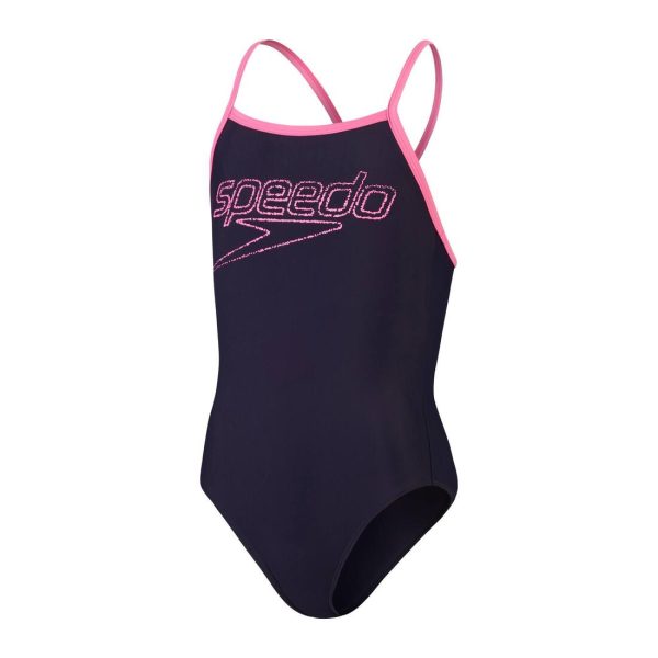 Speedo Girls Logo Thinstrap Muscleback Swimsuit on Sale