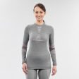 Wedze 900 X-Warm Women s Ski Base Layer Top - Merino Wool - Grey Pink Online now