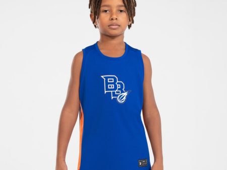 Kids  Sleeveless Basketball Jersey T500 - Blue Supply