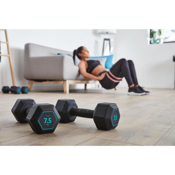 Weight Training Cross Training Hex Dumbbell 7.5 kg - Black Cheap