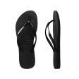 Havaianas Slim Rubber Logo Black White Thongs, UK2.5-3 EU35-36 Sale