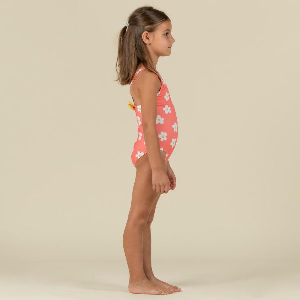 Baby Girl s Swimsuit One-piece Waffle Texture - Coral Flower Print Sale