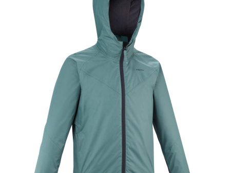 Kid s Hiking Jacket Waterproof Age 7-15 - MH500 Green For Sale