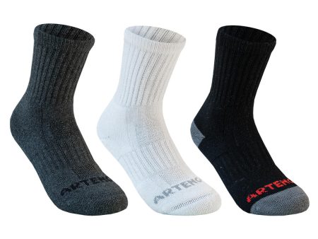 Kid s Racquet Sports Socks High 3-pack - RS 500 For Discount