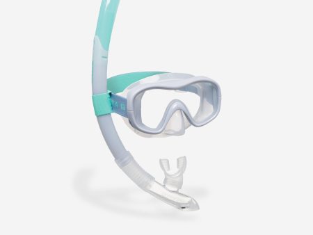 Adult diving kit mask and Snorkelling snorkel 100 light blue on Sale