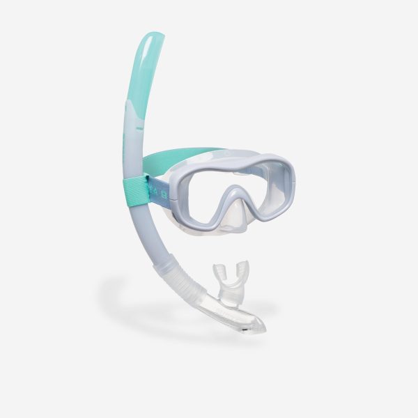 Adult diving kit mask and Snorkelling snorkel 100 light blue on Sale