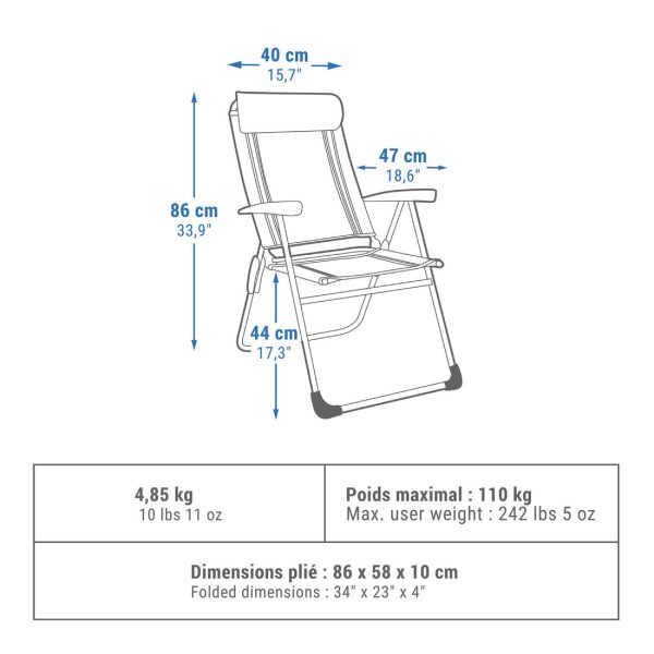 Folding Camping Chair Reclining w  Armrests Fashion