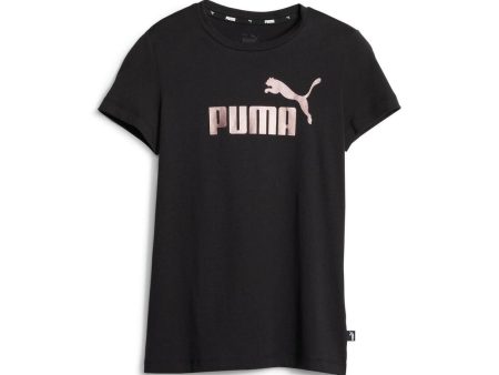 Puma ESS+ Logo Girl s Tee - Black-Bronze Cheap