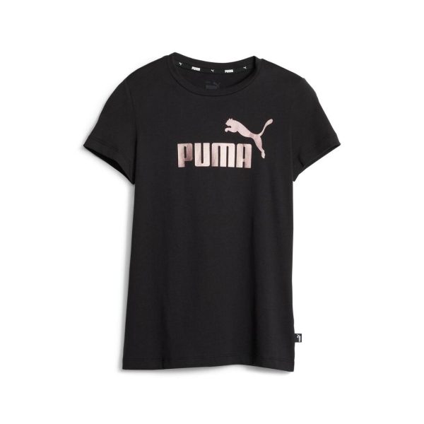 Puma ESS+ Logo Girl s Tee - Black-Bronze Cheap