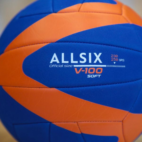 230-250 g Volleyball for 10- to -14-Year-Olds V100 Soft - Blue Orange For Cheap