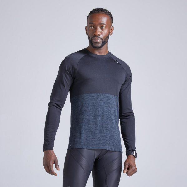 Men s Running T-Shirt Long-sleeved Breathable - Kiprun Care Black Fashion