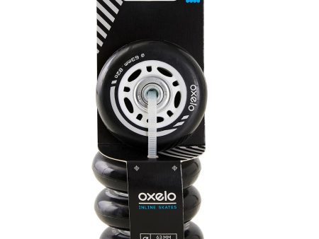 Oxelo Play 3 Inline Skate Wheel With Bearings - 63mm - 4-pack Online now