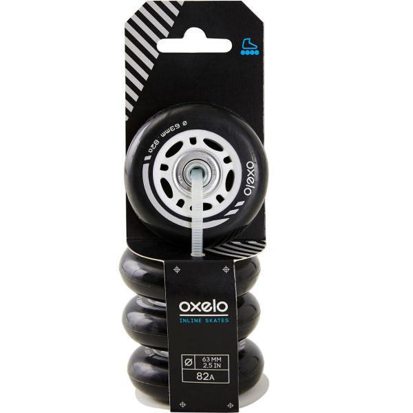 Oxelo Play 3 Inline Skate Wheel With Bearings - 63mm - 4-pack Online now