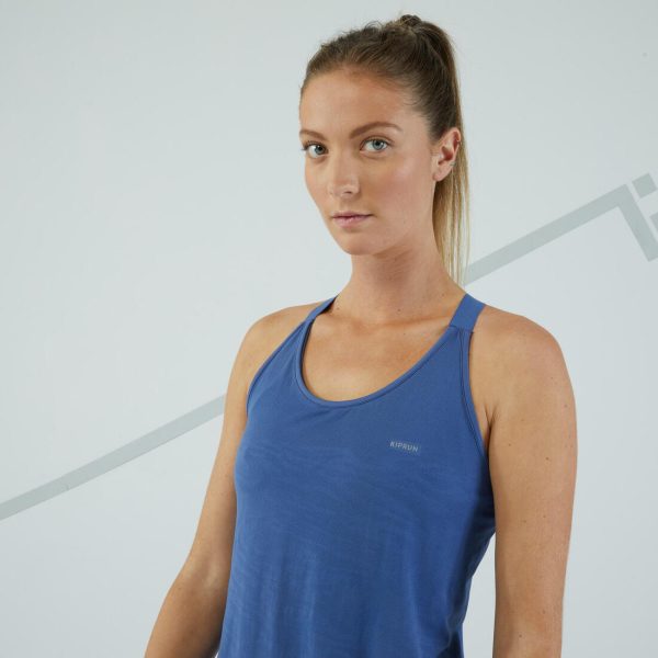 Women’s Running Vest Top w  Built-in Bra - Kiprun Care Storm Blue For Discount