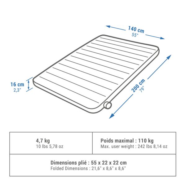 Inflatable Camping Mattress 2 Person 140cm - Air Seconds Comfort on Sale