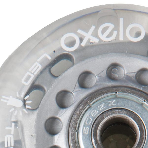 Oxelo Light-up Junior Inline Skate Wheels w  Bearings - 63mm - 2 Pack Online