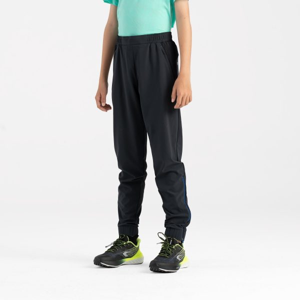 Kids  KIPRUN DRY+ Running Trousers with Zip - black blue Hot on Sale