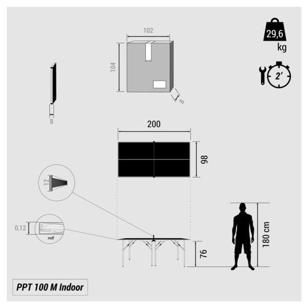 Medium Indoor Table Tennis Table - PPT 130 For Discount