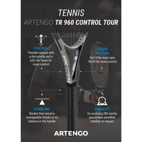 Adult Unstrung Tennis Racket TR960 Control Tour 18x20 - Black Online Hot Sale