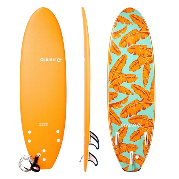 Kid s Foam Hybrid Surfboard 6  + Leash & 3 Fins - 500 Hot on Sale