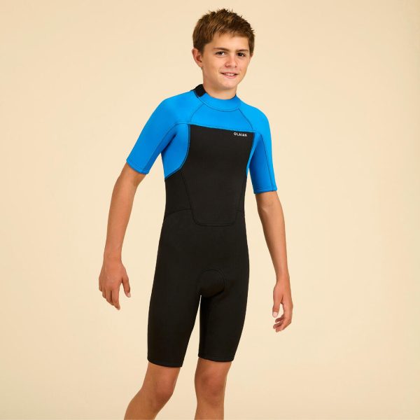 Boy’s Surfing Shorty Wetsuit Neoprene 1.5mm - 500 Blue Black Online now