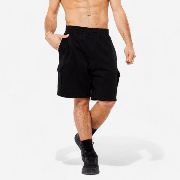 Men s Fleece Cargo Shorts - Black For Discount