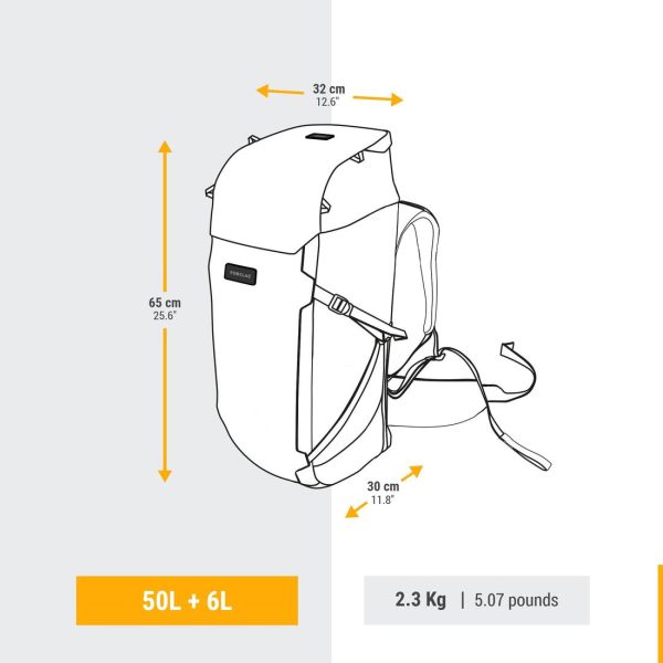 Men s Trekking Backpack Suitcase Opening 50+6L - Travel 900 Sale