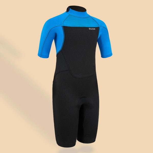 Boy’s Surfing Shorty Wetsuit Neoprene 1.5mm - 500 Blue Black Online now