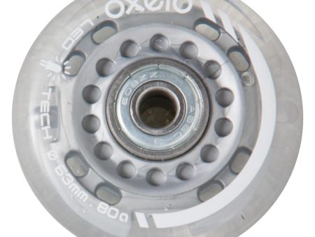 Oxelo Light-up Junior Inline Skate Wheels w  Bearings - 63mm - 2 Pack Online