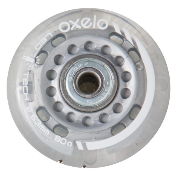 Oxelo Light-up Junior Inline Skate Wheels w  Bearings - 63mm - 2 Pack Online