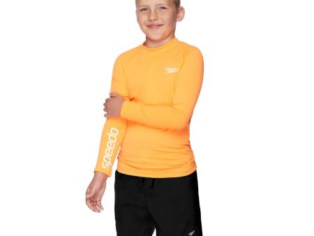 Speedo Boy s Orange Long Sleeve Rash Top Discount