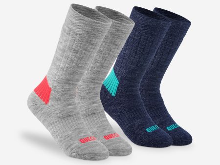 Kids’ Warm Hiking Socks SH100 Mid 2 Pairs Supply