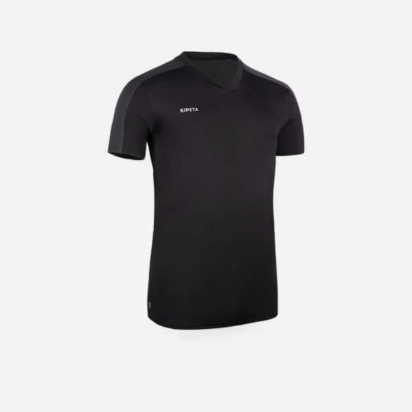 Adult Short-Sleeved Football Shirt Essential - Black For Discount