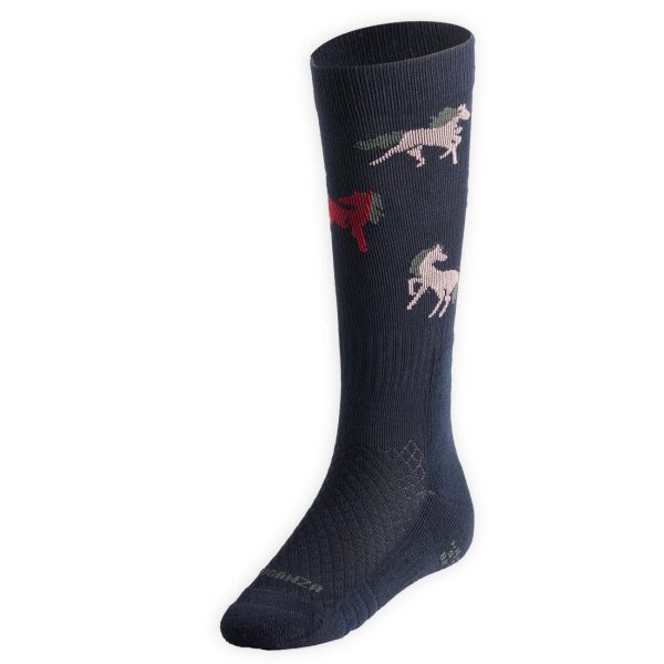 Kids  Riding Socks SKS 500 - Navy Pink Pony Print Online