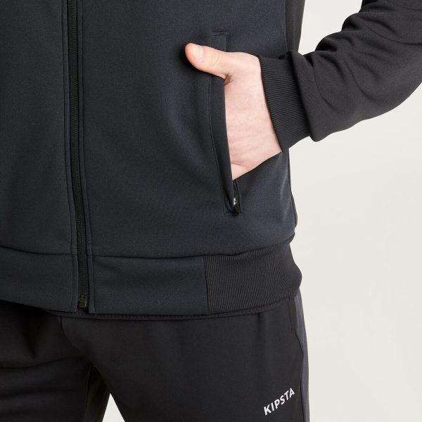 Kipsta Essential Football Training Jacket - Black Grey Sale