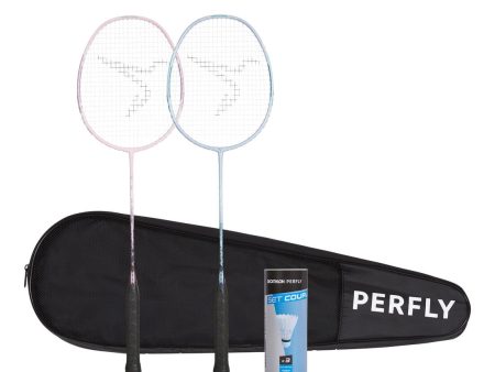 ADULT BADMINTON RACKET BR 560 SET LITE GREY PINK For Discount