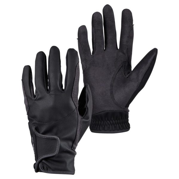 500 Children s Horse Riding Gloves - Black Grey Fashion