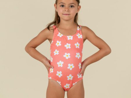 Baby Girl s Swimsuit One-piece Waffle Texture - Coral Flower Print Sale