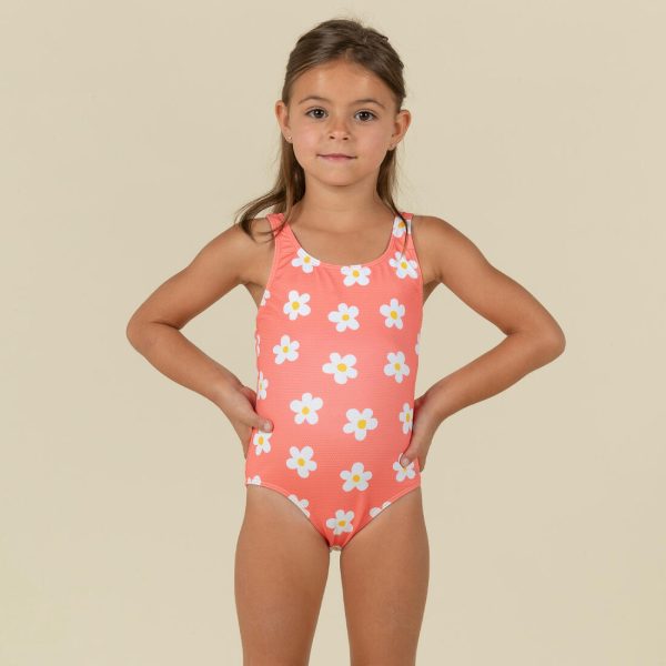 Baby Girl s Swimsuit One-piece Waffle Texture - Coral Flower Print Sale