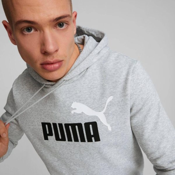 Puma ESS+ 2 Col Big Logo Men s Hoodie FL - Light Grey For Discount