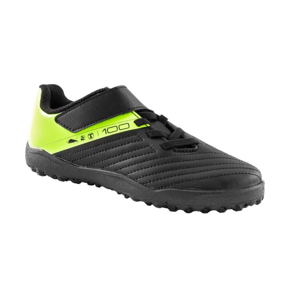 Kipsta 100 Easy Kid s Soccer Boots - Turf - Rip-Tab - Black Yellow Sale