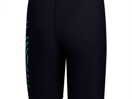 Speedo Boys Plastisol Placement Jammer - Navy Green Teal Online Sale