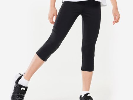 Girls  Breathable Cropped Leggings S500 - Black Cheap