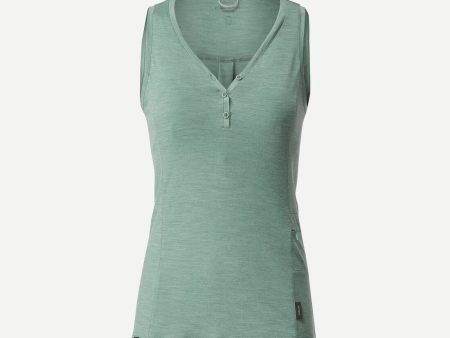 Women’s Travel Trekking Tank Top Merino Wool - Travel 500 Green For Sale